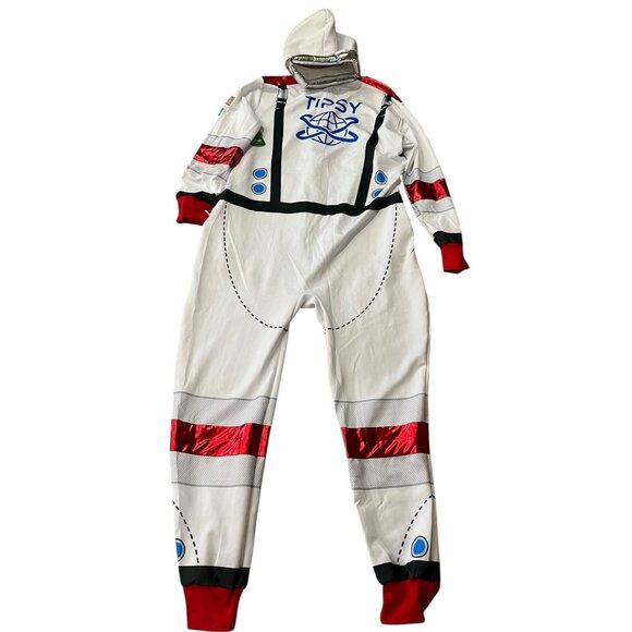 Mens Large Astronaut Costume Full Zip Jumpsuit Hood Halloween Cosplay Party NWT - Picture 2 of 8